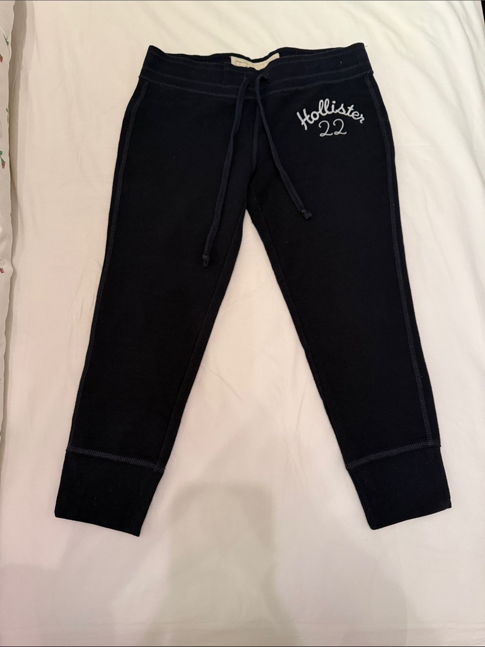 Hollister Navy Drawstring cropped Jogger Pants
